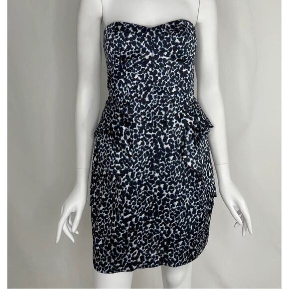 BCBG GENERATION Cheeta Print Cocktail mini Dress BLACK, blue, white SZ 4 in EUC - Picture 14 of 14